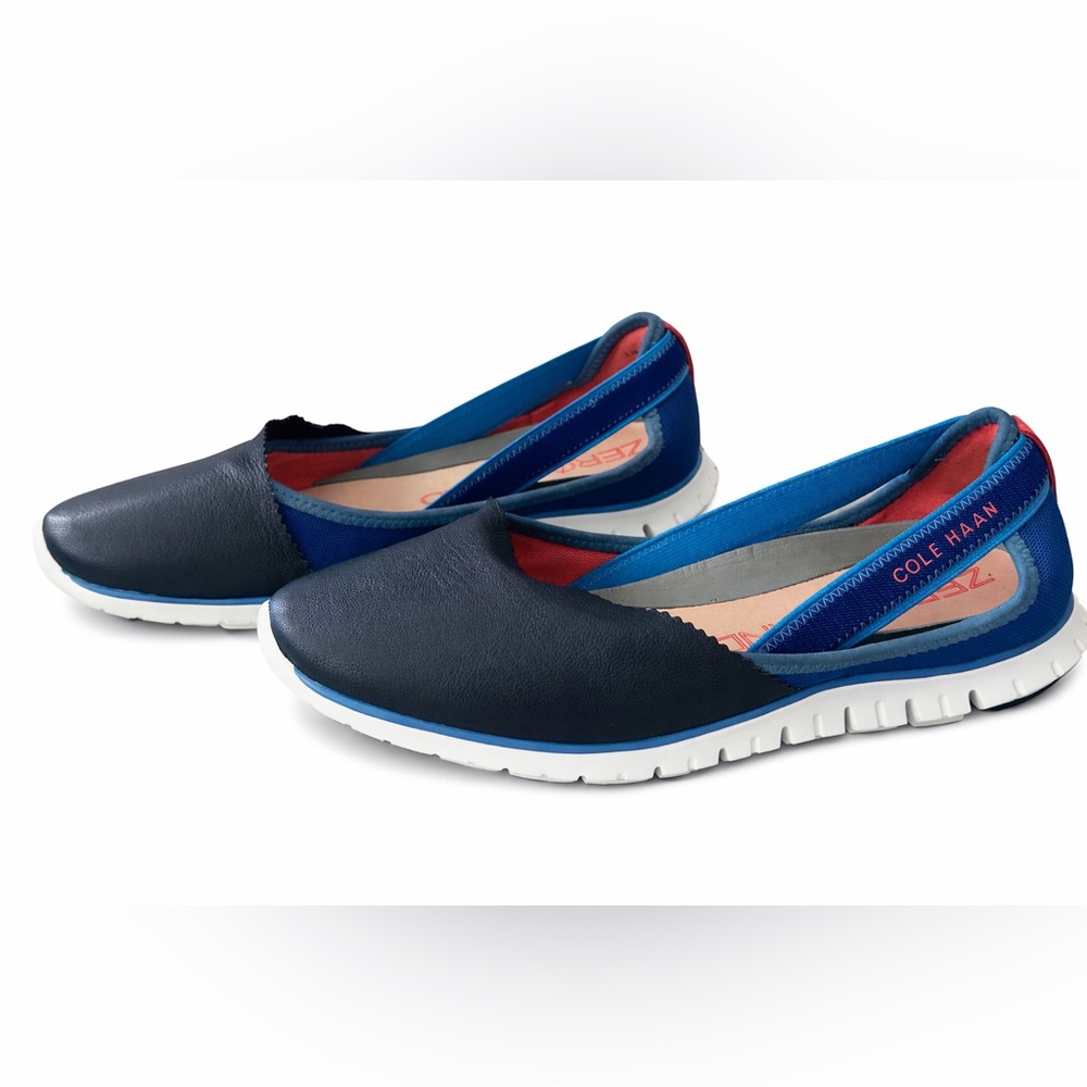 Cole Haan ZERØGRAND Slip On Sneakers Blue Pink Comfort Flats 9B Athleisure